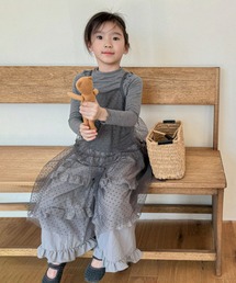 aimoha（アイモハ）の「【aimoha-KIDS-】キッズ シアーチュールドットキャミワンピ×カットソーセット (SS)（セットアップ）」