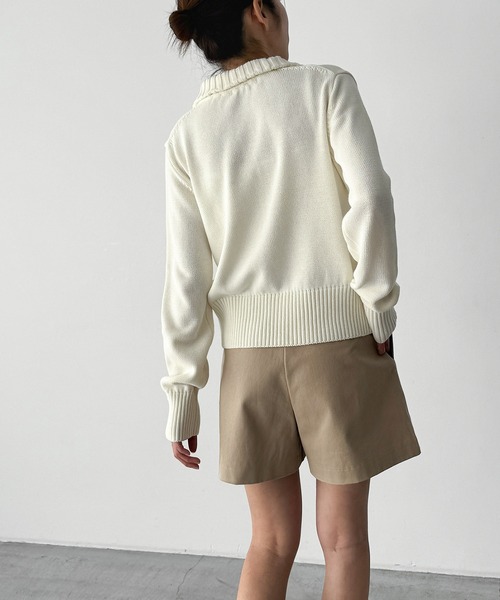 CANAL JEAN（キャナルジーン）の「El mar　コットンブレンドリブZIPニット（ニット/セーター・レディース・ミント/オフホワイト・ONE SIZE）」の4枚目の写真