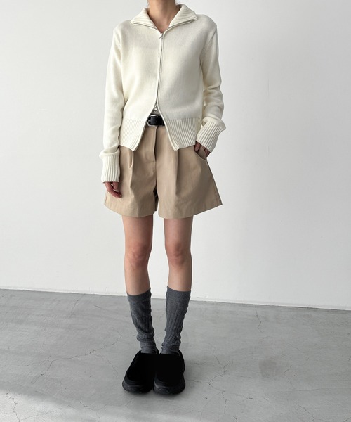 CANAL JEAN（キャナルジーン）の「El mar　コットンブレンドリブZIPニット（ニット/セーター・レディース・ミント/オフホワイト・ONE SIZE）」の6枚目の写真