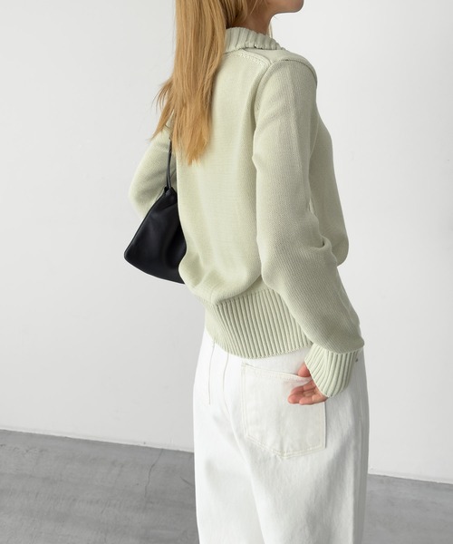 CANAL JEAN（キャナルジーン）の「El mar　コットンブレンドリブZIPニット（ニット/セーター・レディース・ミント/オフホワイト・ONE SIZE）」の8枚目の写真