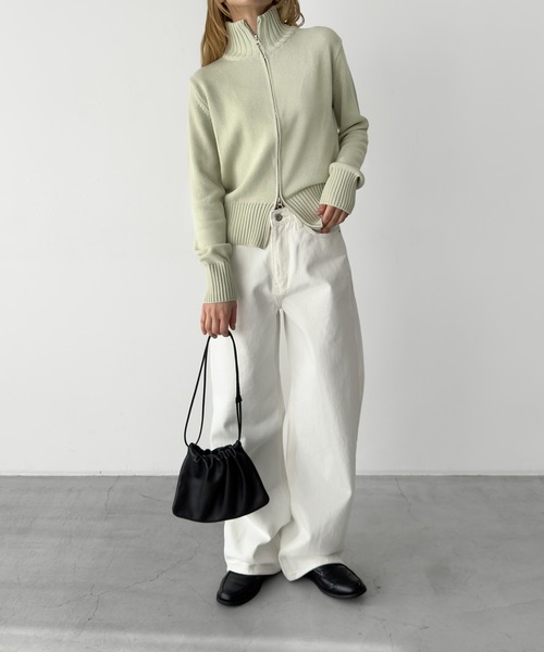 CANAL JEAN（キャナルジーン）の「El mar　コットンブレンドリブZIPニット（ニット/セーター・レディース・ミント/オフホワイト・ONE SIZE）」の9枚目の写真