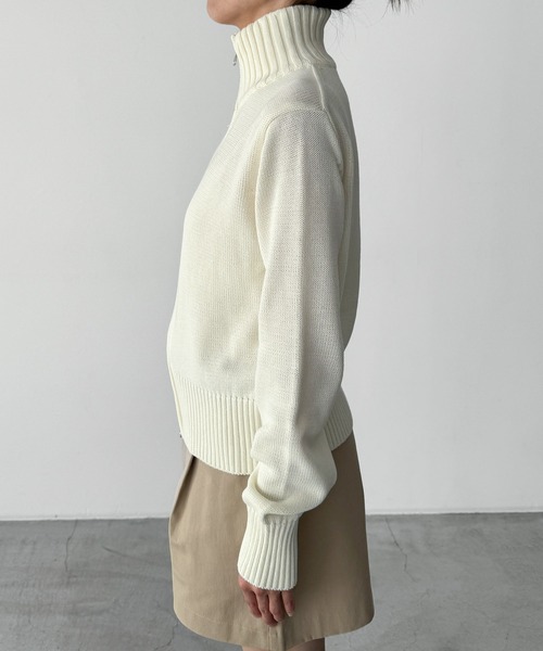 CANAL JEAN（キャナルジーン）の「El mar　コットンブレンドリブZIPニット（ニット/セーター・レディース・ミント/オフホワイト・ONE SIZE）」の11枚目の写真