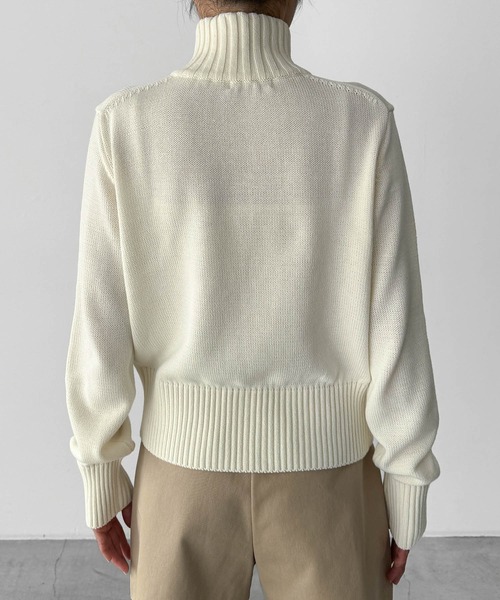 CANAL JEAN（キャナルジーン）の「El mar　コットンブレンドリブZIPニット（ニット/セーター・レディース・ミント/オフホワイト・ONE SIZE）」の12枚目の写真