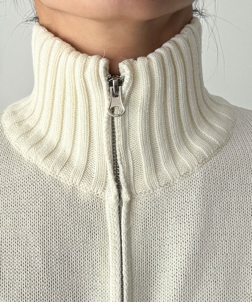 CANAL JEAN（キャナルジーン）の「El mar　コットンブレンドリブZIPニット（ニット/セーター・レディース・ミント/オフホワイト・ONE SIZE）」の13枚目の写真