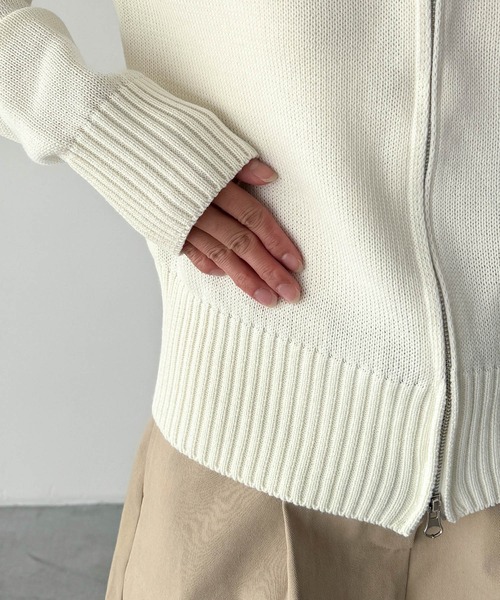 CANAL JEAN（キャナルジーン）の「El mar　コットンブレンドリブZIPニット（ニット/セーター・レディース・ミント/オフホワイト・ONE SIZE）」の14枚目の写真