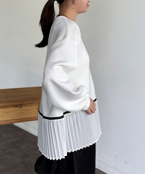 Chez toi(シェトワ)の「裾プリーツ切替プルオーバー(Tシャツ/カットソー・レディース・ミント/ブラック/ホワイト・FREE)」の7枚目の写真