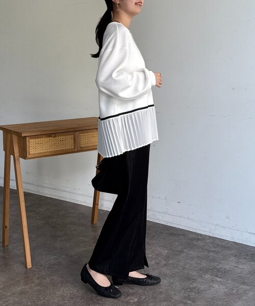 Chez toi(シェトワ)の「裾プリーツ切替プルオーバー(Tシャツ/カットソー・レディース・ミント/ブラック/ホワイト・FREE)」の12枚目の写真
