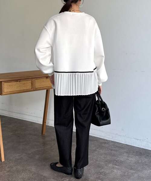 Chez toi(シェトワ)の「裾プリーツ切替プルオーバー(Tシャツ/カットソー・レディース・ミント/ブラック/ホワイト・FREE)」の13枚目の写真