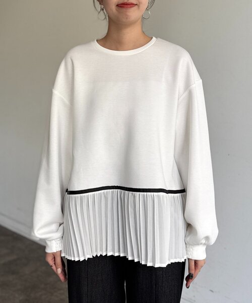 Chez toi(シェトワ)の「裾プリーツ切替プルオーバー(Tシャツ/カットソー・レディース・ミント/ブラック/ホワイト・FREE)」の14枚目の写真