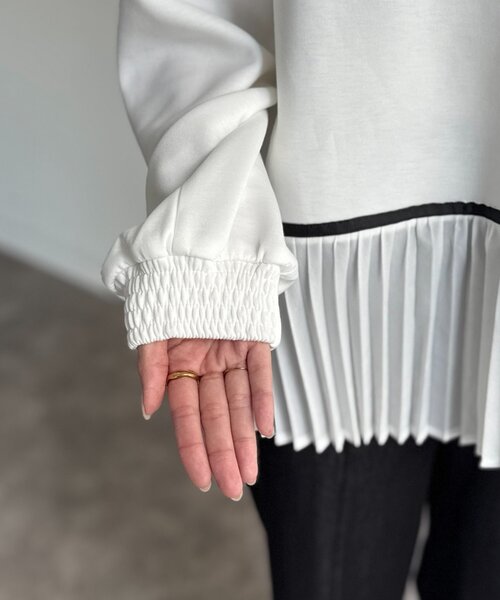 Chez toi(シェトワ)の「裾プリーツ切替プルオーバー(Tシャツ/カットソー・レディース・ミント/ブラック/ホワイト・FREE)」の19枚目の写真