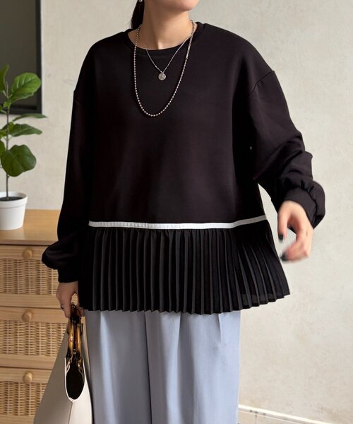 Chez toi(シェトワ)の「裾プリーツ切替プルオーバー(Tシャツ/カットソー・レディース・ミント/ブラック/ホワイト・FREE)」の20枚目の写真