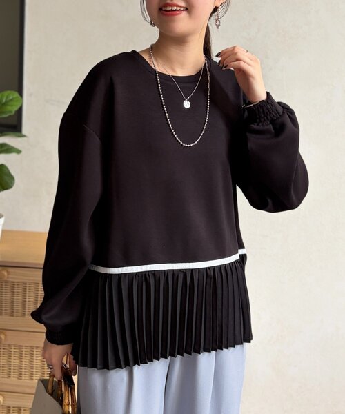 Chez toi(シェトワ)の「裾プリーツ切替プルオーバー(Tシャツ/カットソー・レディース・ミント/ブラック/ホワイト・FREE)」の21枚目の写真