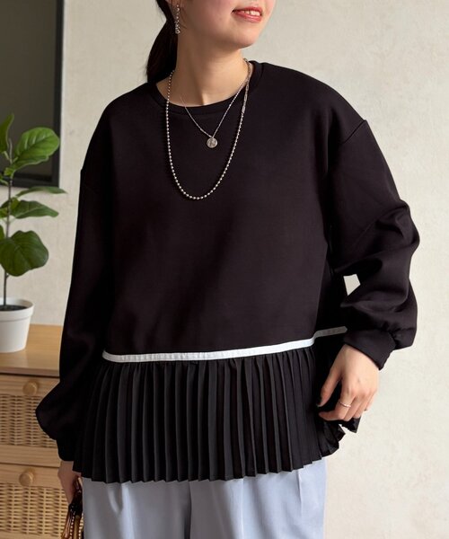 Chez toi(シェトワ)の「裾プリーツ切替プルオーバー(Tシャツ/カットソー・レディース・ミント/ブラック/ホワイト・FREE)」の22枚目の写真