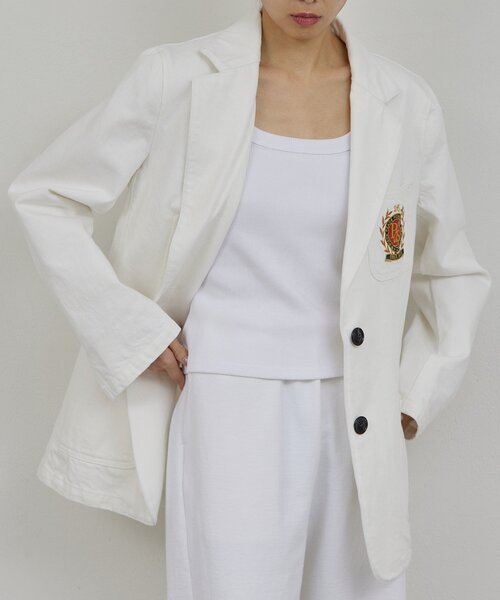 GALLARDAGALANTE（ガリャルダガランテ）の「【PEAS】【セットアップ対応】デニムブレザー（デニムジャケット・レディース・ブルー/ホワイト・FREE）」の4枚目の写真