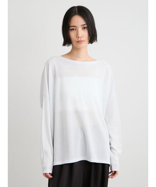 MIESROHE(ミースロエ)の「【洗える】シアーワッフルカットロンT(Tシャツ/カットソー・レディース・ダークネイビー/ホワイト/ミント/ライム・F)」の6枚目の写真