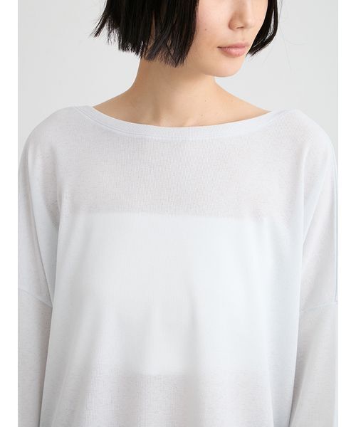 MIESROHE(ミースロエ)の「【洗える】シアーワッフルカットロンT(Tシャツ/カットソー・レディース・ダークネイビー/ホワイト/ミント/ライム・F)」の9枚目の写真