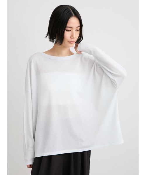 MIESROHE(ミースロエ)の「【洗える】シアーワッフルカットロンT(Tシャツ/カットソー・レディース・ダークネイビー/ホワイト/ミント/ライム・F)」の12枚目の写真