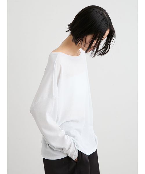 MIESROHE(ミースロエ)の「【洗える】シアーワッフルカットロンT(Tシャツ/カットソー・レディース・ダークネイビー/ホワイト/ミント/ライム・F)」の13枚目の写真