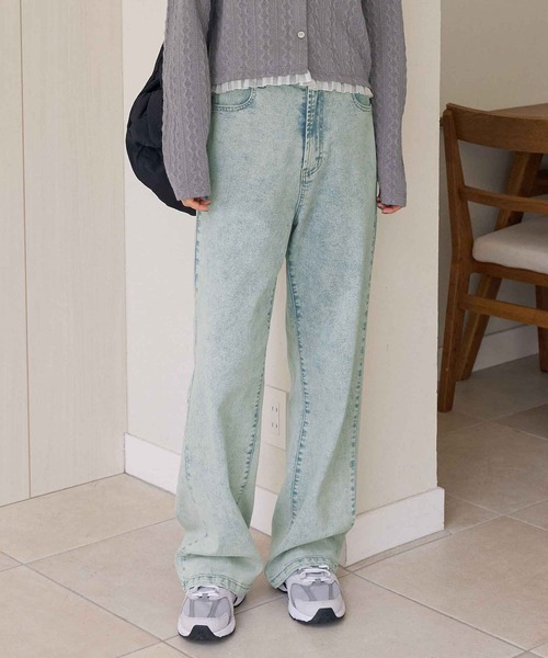 CHAN ME(チャンミ)の「【選べる2丈】ウエストボタンデニムワイドパンツ(デニムパンツ・レディース・ブラック系その他/ブルー/ブラック/ライトブルー/サックスブルー/インディゴブルー/ブルー系その他・X-SMALL/SMALL/MEDIUM/LARGE/X-LARGE/SS/SP/MP/LLP/LP)」の7枚目の写真