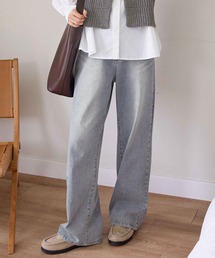 CHAN ME（チャンミ）の「【選べる2丈】ウエストボタンデニムワイドパンツ（デニムパンツ）」