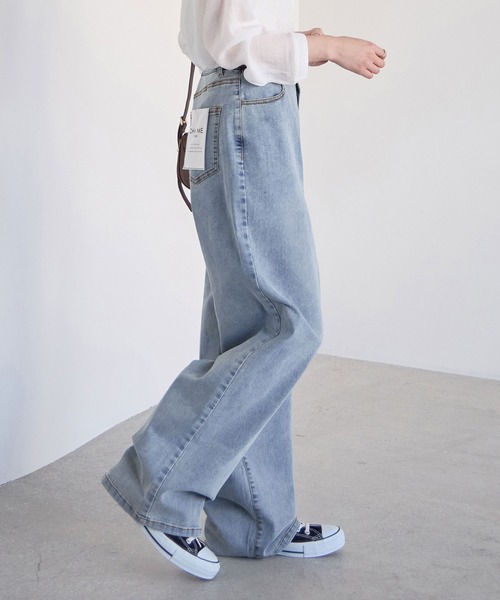 CHAN ME（チャンミ）の「【選べる2丈】ウエストボタンデニムワイドパンツ（デニムパンツ・レディース・ブラック系その他/ブルー/ブラック/ライトブルー/サックスブルー/インディゴブルー/ブルー系その他・X-SMALL/SMALL/MEDIUM/LARGE/X-LARGE/SS/SP/MP/LLP/LP）」の11枚目の写真