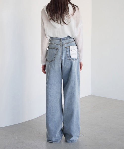 CHAN ME（チャンミ）の「【選べる2丈】ウエストボタンデニムワイドパンツ（デニムパンツ・レディース・ブラック系その他/ブルー/ブラック/ライトブルー/サックスブルー/インディゴブルー/ブルー系その他・X-SMALL/SMALL/MEDIUM/LARGE/X-LARGE/SS/SP/MP/LLP/LP）」の19枚目の写真