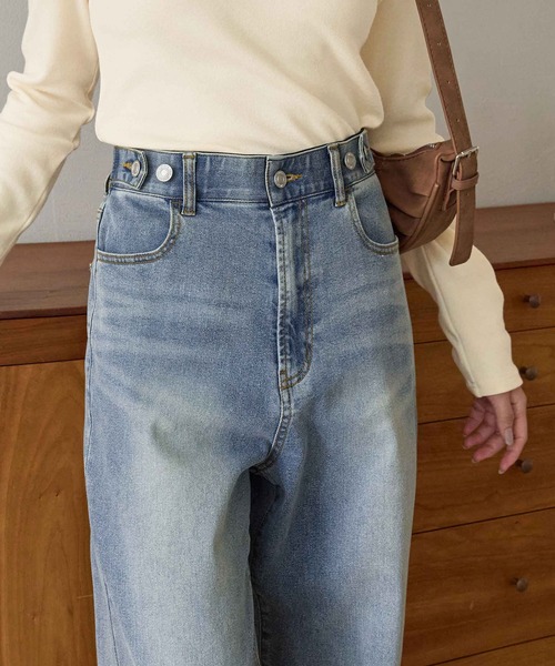 CHAN ME(チャンミ)の「【選べる2丈】ウエストボタンデニムワイドパンツ(デニムパンツ・レディース・ブラック系その他/ブルー/ブラック/ライトブルー/サックスブルー/インディゴブルー/ブルー系その他・X-SMALL/SMALL/MEDIUM/LARGE/X-LARGE/SS/SP/MP/LLP/LP)」の20枚目の写真