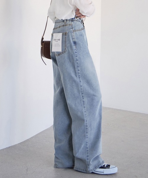 CHAN ME（チャンミ）の「【選べる2丈】ウエストボタンデニムワイドパンツ（デニムパンツ・レディース・ブラック系その他/ブルー/ブラック/ライトブルー/サックスブルー/インディゴブルー/ブルー系その他・X-SMALL/SMALL/MEDIUM/LARGE/X-LARGE/SS/SP/MP/LLP/LP）」の8枚目の写真
