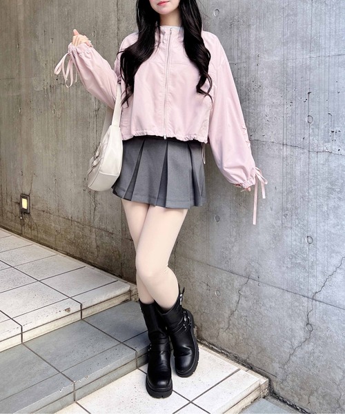 INGNI（イング）の「袖レースアップクロップド丈マウンテンパーカー（マウンテンパーカー・レディース・ピンク/ブラック/アイボリー・M）」の13枚目の写真