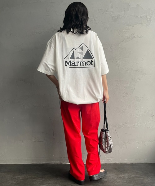 MARMOT（マーモット）の「【WEB先行予約】[Marmot/マーモット] 別注 ドローコード付き マウンテンロゴ バックプリントTシャツ（Tシャツ/カットソー・レディース・グレー/ダークブラウン/ホワイト・M/S/XL/L）」の4枚目の写真