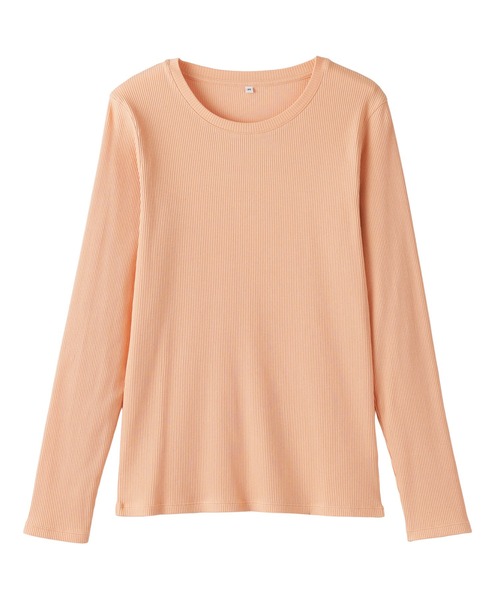 無印良品(ムジルシリョウヒン)の「婦人 なめらかリブ編みクルーネック長袖Tシャツ(Tシャツ/カットソー・レディース・ブラック/ライトオレンジ系/スモーキーグリーン系/オフホワイト/チャコールグレー/ライトイエロー・M/S/L/XL)」の18枚目の写真