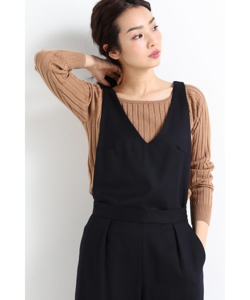 SLOBE IENA(スローブイエナ)の「ワイドリブクルーネックニットプルオーバー◆(ニット/セーター・レディース・チャコールグレー/ベージュ/ブラック/ピンク・FREE)」の1枚目の写真