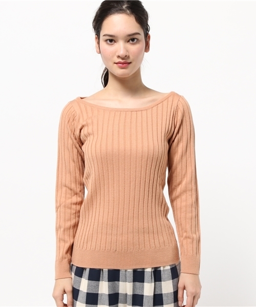 SLOBE IENA(スローブイエナ)の「ワイドリブクルーネックニットプルオーバー◆(ニット/セーター・レディース・チャコールグレー/ベージュ/ブラック/ピンク・FREE)」の16枚目の写真