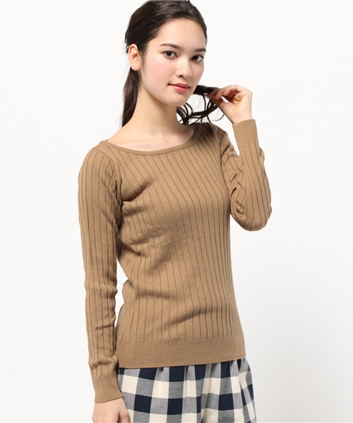 SLOBE IENA(スローブイエナ)の「ワイドリブクルーネックニットプルオーバー◆(ニット/セーター・レディース・チャコールグレー/ベージュ/ブラック/ピンク・FREE)」の15枚目の写真