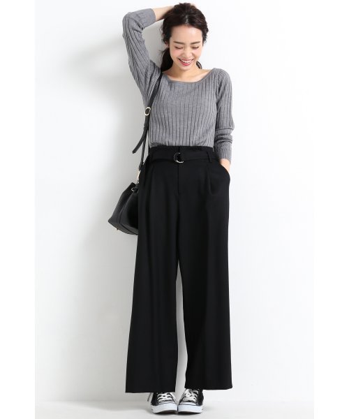 SLOBE IENA(スローブイエナ)の「ワイドリブクルーネックニットプルオーバー◆(ニット/セーター・レディース・チャコールグレー/ベージュ/ブラック/ピンク・FREE)」の7枚目の写真