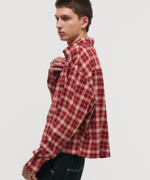 SHORT-BODY LONG-SLEEVED CHECKED SHIRT / ショート丈長袖チェック SHORT-BODY LONG-SLEEVED CHECKED SHIRT / ショート丈長袖チェック