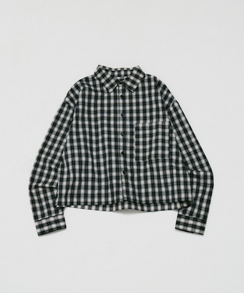 ILL'S(イルズ)の「SHORT-BODY LONG-SLEEVED CHECKED SHIRT / ショート丈長袖チェックシャツ ボックスシルエット オンブレチェック メンズ レディース ユニセックス(シャツ/ブラウス・メンズ・ブラック/レッド/イエロー/ネイビー・M/L)」の11枚目の写真