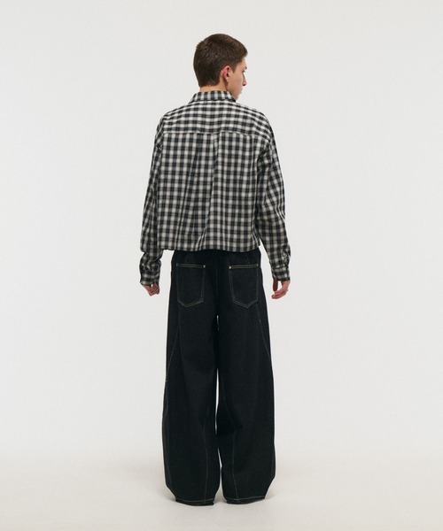 ILL'S(イルズ)の「SHORT-BODY LONG-SLEEVED CHECKED SHIRT / ショート丈長袖チェックシャツ ボックスシルエット オンブレチェック メンズ レディース ユニセックス(シャツ/ブラウス・メンズ・ブラック/レッド/イエロー/ネイビー・M/L)」の10枚目の写真