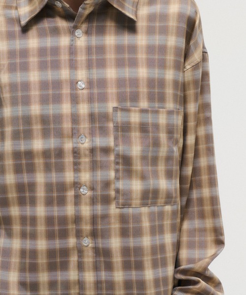 ILL'S(イルズ)の「SHORT-BODY LONG-SLEEVED CHECKED SHIRT / ショート丈長袖チェックシャツ ボックスシルエット オンブレチェック メンズ レディース ユニセックス(シャツ/ブラウス・メンズ・ブラック/レッド/イエロー/ネイビー・M/L)」の22枚目の写真