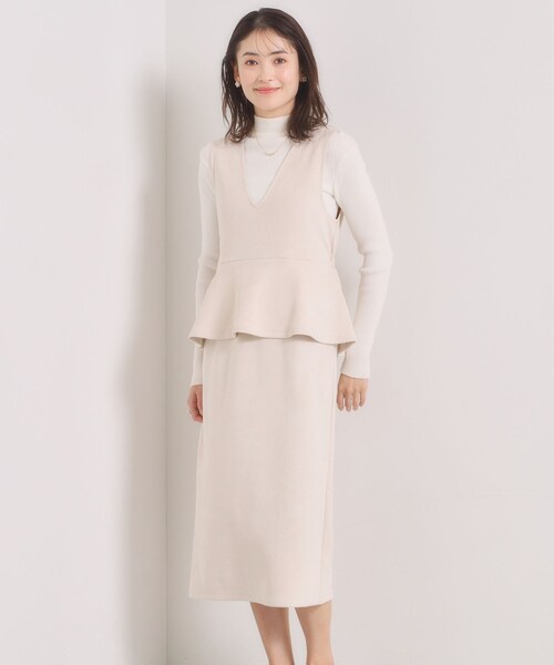 ITS'DEMO（イッツデモ）の「【手洗い可／ウエストゴム】カットスエードジャンスカ（ワンピース・レディース・アイボリー/ライトグレー/チャコールグレー・00）」の5枚目の写真