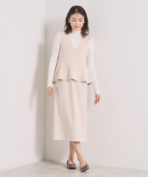 ITS'DEMO（イッツデモ）の「【手洗い可／ウエストゴム】カットスエードジャンスカ（ワンピース・レディース・アイボリー/ライトグレー/チャコールグレー・00）」の6枚目の写真