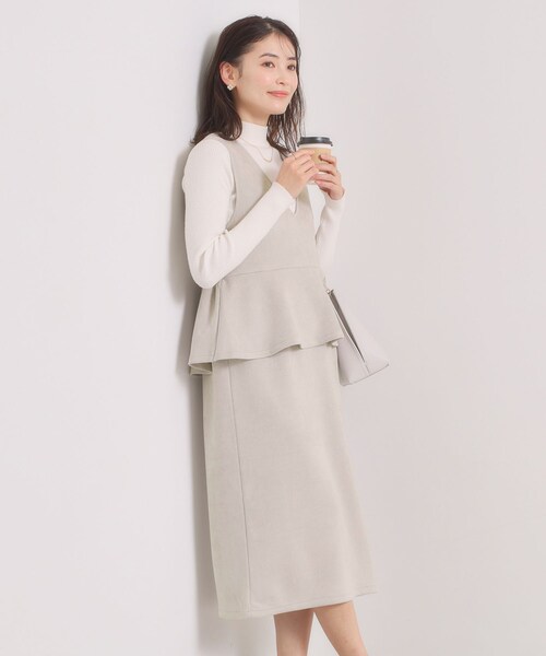 ITS'DEMO（イッツデモ）の「【手洗い可／ウエストゴム】カットスエードジャンスカ（ワンピース・レディース・アイボリー/ライトグレー/チャコールグレー・00）」の9枚目の写真