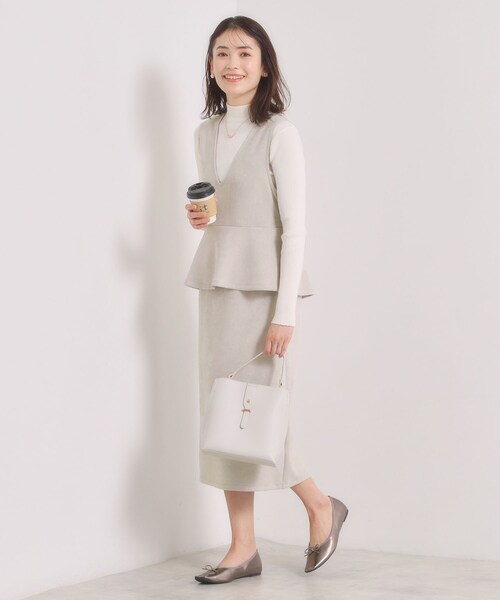 ITS'DEMO（イッツデモ）の「【手洗い可／ウエストゴム】カットスエードジャンスカ（ワンピース・レディース・アイボリー/ライトグレー/チャコールグレー・00）」の10枚目の写真