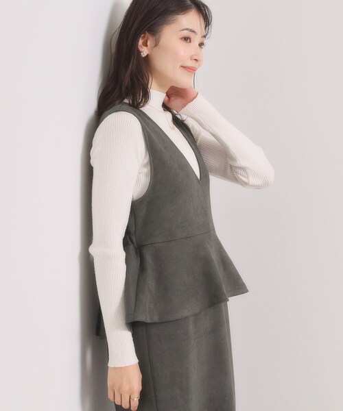 ITS'DEMO（イッツデモ）の「【手洗い可／ウエストゴム】カットスエードジャンスカ（ワンピース・レディース・アイボリー/ライトグレー/チャコールグレー・00）」の12枚目の写真