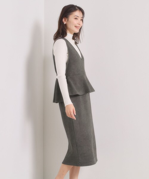 ITS'DEMO（イッツデモ）の「【手洗い可／ウエストゴム】カットスエードジャンスカ（ワンピース・レディース・アイボリー/ライトグレー/チャコールグレー・00）」の13枚目の写真