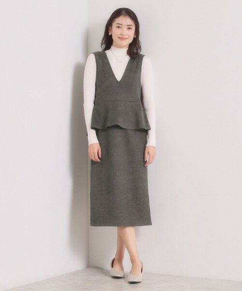 ITS'DEMO（イッツデモ）の「【手洗い可／ウエストゴム】カットスエードジャンスカ（ワンピース・レディース・アイボリー/ライトグレー/チャコールグレー・00）」の14枚目の写真