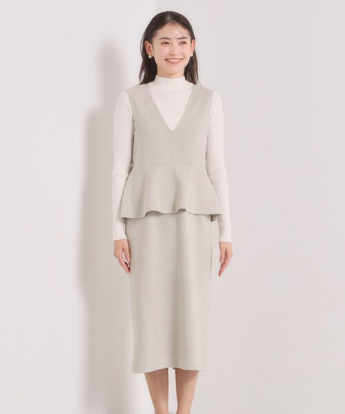 ITS'DEMO（イッツデモ）の「【手洗い可／ウエストゴム】カットスエードジャンスカ（ワンピース・レディース・アイボリー/ライトグレー/チャコールグレー・00）」の16枚目の写真