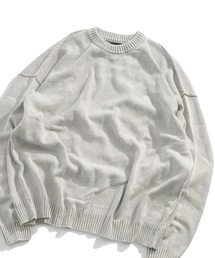 HALHAM（ハルハム）の「ヴィンテージライク ピグメント加工 ワンポイント刺繍 プルオーバー コットンニット ユニセックス オーバーサイズ メンズ レディース（ニット/セーター）」