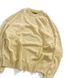 HALHAM（ハルハム）の「ヴィンテージライク ピグメント加工 ワンポイント刺繍 プルオーバー コットンニット ユニセックス（ニット/セーター）」