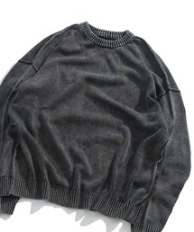 HALHAM（ハルハム）の「ヴィンテージライク ピグメント加工 ワンポイント刺繍 プルオーバー コットンニット ユニセックス オーバーサイズ メンズ レディース（ニット/セーター）」